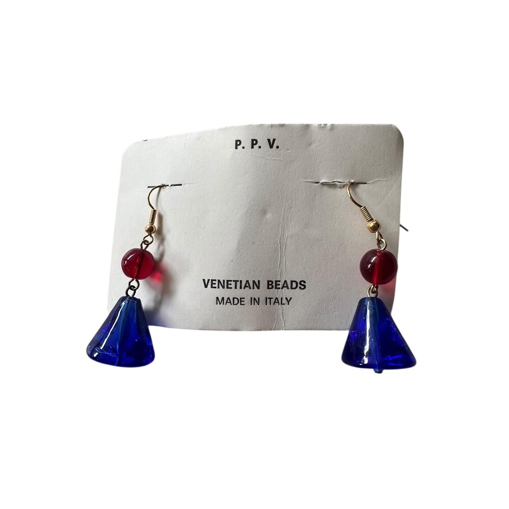 Vintage Venetian Murano Glass Earrings – Made in Italy, Mid-Century Retro